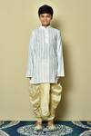 Buy_Petite Pomme_White Cotton Stripe Pattern Kurta And Dhoti Set _Online_at_Aza_Fashions