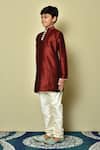 Buy_Petite Pomme_Maroon Silk Mandarin Collar Kurta _Online_at_Aza_Fashions