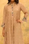 Label Niti Bothra_Ivory Pure And Handwoven Banarasi Silk With Polka Dot Shirt Kurta & Palazzo Set _Online_at_Aza_Fashions