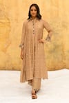 Buy_Label Niti Bothra_Ivory Pure And Handwoven Banarasi Silk With Polka Dot Shirt Kurta & Palazzo Set _Online_at_Aza_Fashions