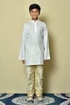 Buy_Arihant Rai Sinha_White Cotton Checkered Kurta And Beige Churidar Set _Online_at_Aza_Fashions