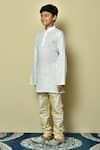 Arihant Rai Sinha_White Cotton Checkered Kurta And Beige Churidar Set _at_Aza_Fashions