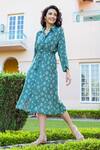 Buy_KARAJ JAIPUR_Green Muslin Floral Pattern Shirt Dress_Online_at_Aza_Fashions