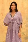 Label Niti Bothra_Purple Pure And Handwoven Banarasi Silk Embroidery Handcrafted Motif Kaftan _Online_at_Aza_Fashions