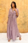 Shop_Label Niti Bothra_Purple Pure And Handwoven Banarasi Silk Embroidery Handcrafted Motif Kaftan _Online_at_Aza_Fashions