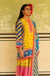 Swati Vijaivargie_Multi Color Silk Sequins Round Neck Multicolor Floral Geometric Printed Kurta_Online_at_Aza_Fashions