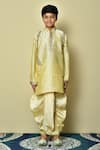 Shop_Petite Pomme_Beige , Chanderi Beads, Stones Placement Work Kurta And Dhoti Pant Set _Online_at_Aza_Fashions