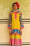 Buy_Swati Vijaivargie_Multi Color Silk Sequins Round Neck Multicolor Floral Geometric Printed Kurta_Online_at_Aza_Fashions