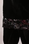 Jyoti Sachdev Iyer_Black Silk, Velvet Sequins Split V-neck Cuff Embroidered Kurta And Salwar Set _Online_at_Aza_Fashions