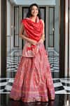 Buy_Pinki Sinha_Peach Pure Silk Handwoven Banarasi Lehenga Set With Unstitched Blouse Fabric_Online_at_Aza_Fashions