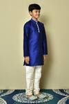 Petite Pomme_Blue Silk Full Sleeve Kurta _at_Aza_Fashions