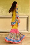 Buy_Swati Vijaivargie_Multi Color Silk Hand Embroidered Chevron Laila Kurta Sharara Set  _Online_at_Aza_Fashions