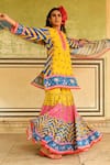 Shop_Swati Vijaivargie_Multi Color Silk Hand Embroidered Chevron Laila Kurta Sharara Set  _Online_at_Aza_Fashions