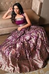 Shop_VISHWA BY PINKI SINHA_Purple Pure Silk Handwoven Pattern Lehenga With Unstitched Blouse Fabric _at_Aza_Fashions