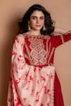 Buy_Kesar Studio_Red Silk Gota Patti Round Neck Embroidered Double-layered Anarkali With Dupatta _Online_at_Aza_Fashions