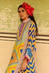 Shop_Swati Vijaivargie_Multi Color Silk Embroidery, Sequins Mandarin Jumki Geometrical Print Kurta Set _Online_at_Aza_Fashions