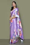 Buy_Naintara Bajaj_Purple Pure Satin Crepe Printed Floral Saree With Running Blouse For Women_Online_at_Aza_Fashions