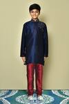 Buy_Samyukta Singhania_Blue Silk Beads, Sequins Placement Embroidered Kurta Set _Online_at_Aza_Fashions