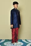 Shop_Samyukta Singhania_Blue Silk Beads, Sequins Placement Embroidered Kurta Set _Online_at_Aza_Fashions