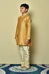 Buy_Petite Pomme_Brown Silk Solid Half Button Placket Kurta _Online_at_Aza_Fashions