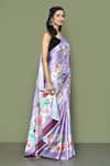 Buy_Khwaab by Sanjana Lakhani_Purple Pure Satin Crepe Printed Digital Bouquet Saree With Running Blouse _Online_at_Aza_Fashions