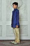 Shop_Petite Pomme_Blue Silk Embroidery Floral Motifs Kurta _Online_at_Aza_Fashions