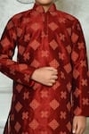 Petite Pomme_Red Silk Diamond Embroidered Kurta And Dhoti Set _at_Aza_Fashions