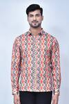 Khwaab by Sanjana Lakhani_Orange Cotton Printed Abstract Pattern Shirt_at_Aza_Fashions