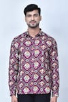 Arihant Rai Sinha_Purple Cotton Printed Abstract Shirt _at_Aza_Fashions