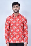 Khwaab by Sanjana Lakhani_Orange Cotton Printed Abstract Shirt_at_Aza_Fashions