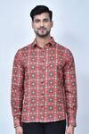 Khwaab by Sanjana Lakhani_Red Cotton Printed Abstract Shirt_at_Aza_Fashions