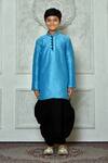 Shop_Petite Pomme_Blue Silk, Cotton Straight Kurta And Dhoti Pant Set _Online_at_Aza_Fashions