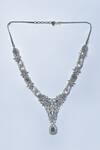 Kohar By Kanika_Grey Faux Diamonds And Stone Studded Pendant Necklace Set_Online_at_Aza_Fashions