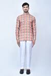 Buy_Khwaab by Sanjana Lakhani_Orange Kurta Cotton Printed Ikat Set_Online_at_Aza_Fashions