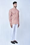 Khwaab by Sanjana Lakhani_Orange Kurta Cotton Printed Ikat Set_at_Aza_Fashions