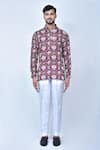 Buy_Arihant Rai Sinha_Purple Kurta Cotton Printed Elephant And Checkered Patola Set _Online_at_Aza_Fashions