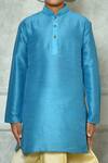 Shop_Arihant Rai Sinha_Blue Silk Full Sleeve Straight Kurta And Dhoti Pant Set _Online_at_Aza_Fashions