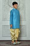 Arihant Rai Sinha_Blue Silk Full Sleeve Straight Kurta And Dhoti Pant Set _at_Aza_Fashions