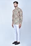 Khwaab by Sanjana Lakhani_Green Art Silk And Cotton Print Short Kurta & Pant Set For Men_at_Aza_Fashions