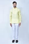 Shop_Arihant Rai Sinha_Yellow Art Silk And Cotton Short Kurta & Pant Set _Online_at_Aza_Fashions