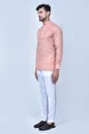 Arihant Rai Sinha_Peach Art Silk And Cotton Pintuck Detail Short Kurta & Pant Set _at_Aza_Fashions