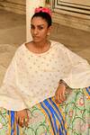 Swati Vijaivargie_Off White Silk Hand Embroidered Motifs Round Deewani Cape  _Online_at_Aza_Fashions