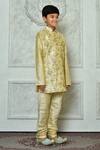Buy_Petite Pomme_Beige Silk Embroidery Full Sleeve Kurta Set 