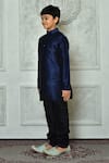 Shop_Petite Pomme_Blue Silk Plain Full Sleeve Long Kurta _Online_at_Aza_Fashions