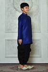 Buy_Arihant Rai Sinha_Blue Silk, Cotton Kurta And Black Pleated Dhoti Pant Set 