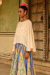 Buy_Swati Vijaivargie_Off White Silk Hand Embroidered Motifs Round Deewani Cape  _Online_at_Aza_Fashions