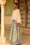 Swati Vijaivargie_Blue Silk Hand Embroidered Deewani Lehenga _Online_at_Aza_Fashions