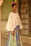 Shop_Swati Vijaivargie_Off White Silk Hand Embroidered Motifs Round Deewani Cape  _Online_at_Aza_Fashions