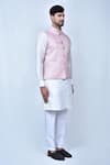 Buy_Arihant Rai Sinha_Pink Kurta And Pant Art Silk Woven Floral Patterns Bundi & Set 