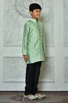 Petite Pomme_Green Polyester Embroidery Paisley Pattern Kurta _at_Aza_Fashions
